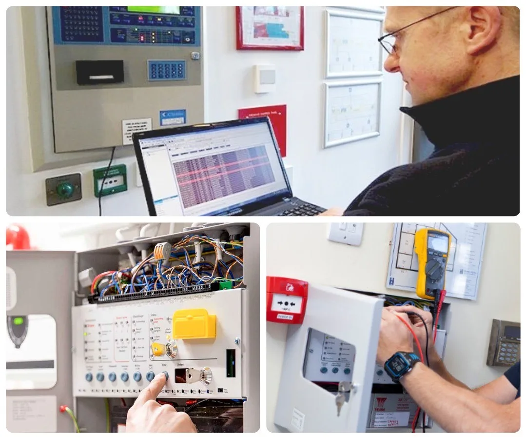 Elektryk pracujący przy skrzynce elektrycznej